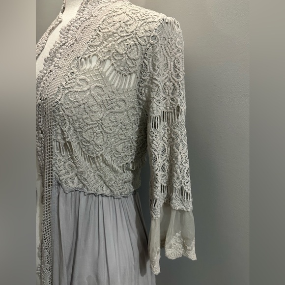 BKE Boutique Chiffon Lace overlay Flyaway Cardigan. Size XSmall Glacier … - Picture 4 of 14